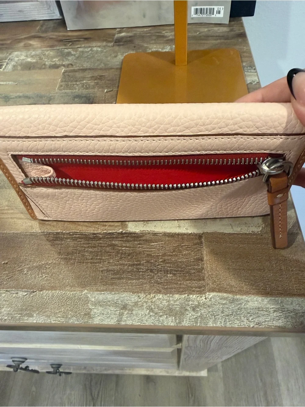 Dooney & Bourke Pebbled Leather Continental Wallet Blush Pink British Tan EUC